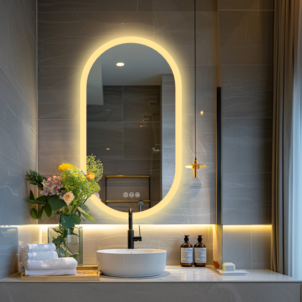 Luvodi 500*800Mm Oval Led Bathroom Vanity Mirror With Backlit Dimmable