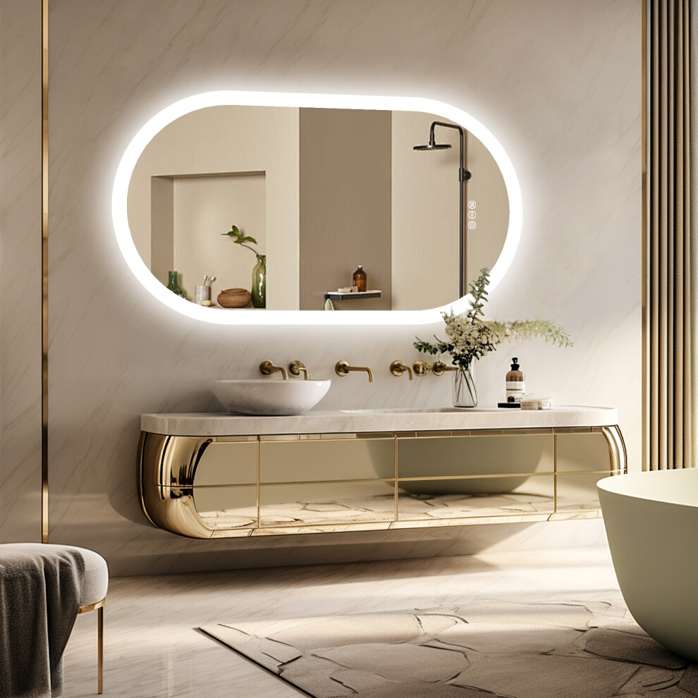Luvodi 500X1000mm Oval Wall Mounted Led Bathroom Vanity Mirror With Backlight