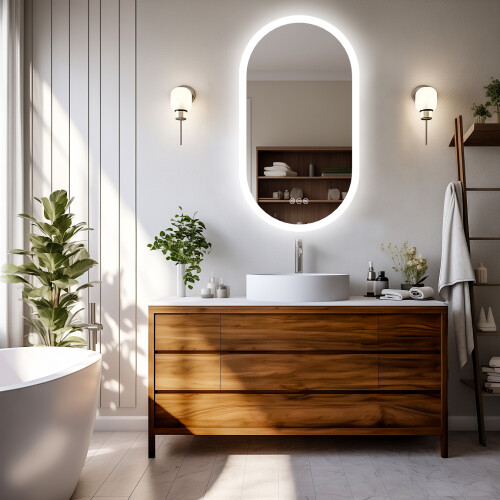500x1000mm Oval Wall Mounted Led Bathroom Vanity Mirror with Backlight 1