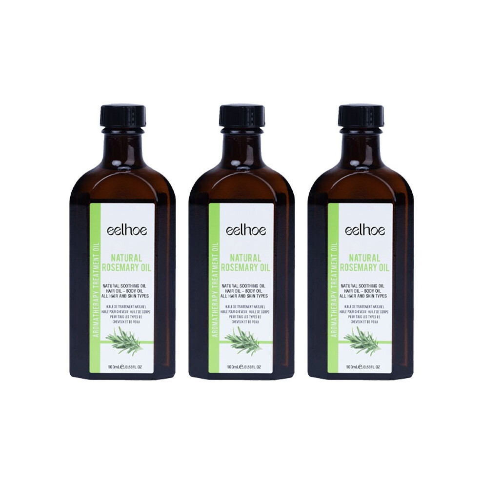 (3 Bottles 300ml) EELHOE Hair Growth Rosemary Oil Hair Oil Pure Rosemary Essence Hair Growth Serum Anti-Hair Loss Nourishes Scalp 100ml, Promotes