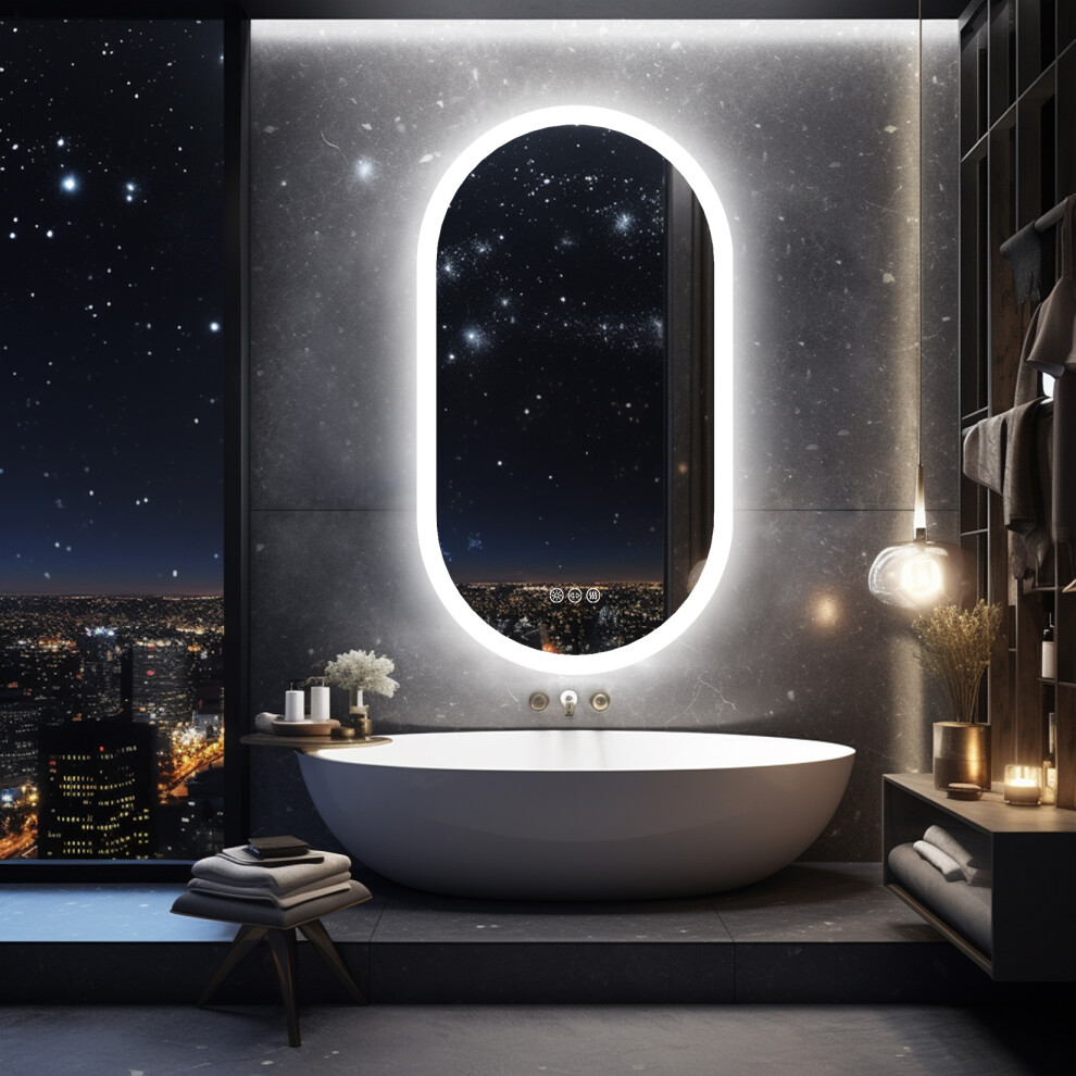 Luvodi 600*1200Mm Wall-Mounted Oval Led Backlight Bathroom Vanity Mirror