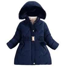 (Navy Blue, 7-8Years) Kids Girls Warm Hooded Parka Coat Jacket Hooded