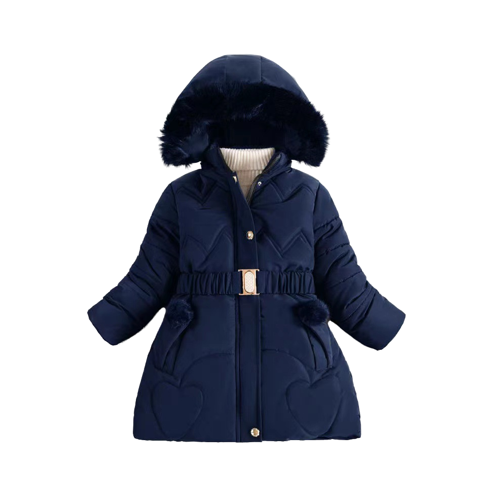 (Navy Blue, 5-6Years) Kids Girls Warm Hooded Parka Coat Jacket Hooded