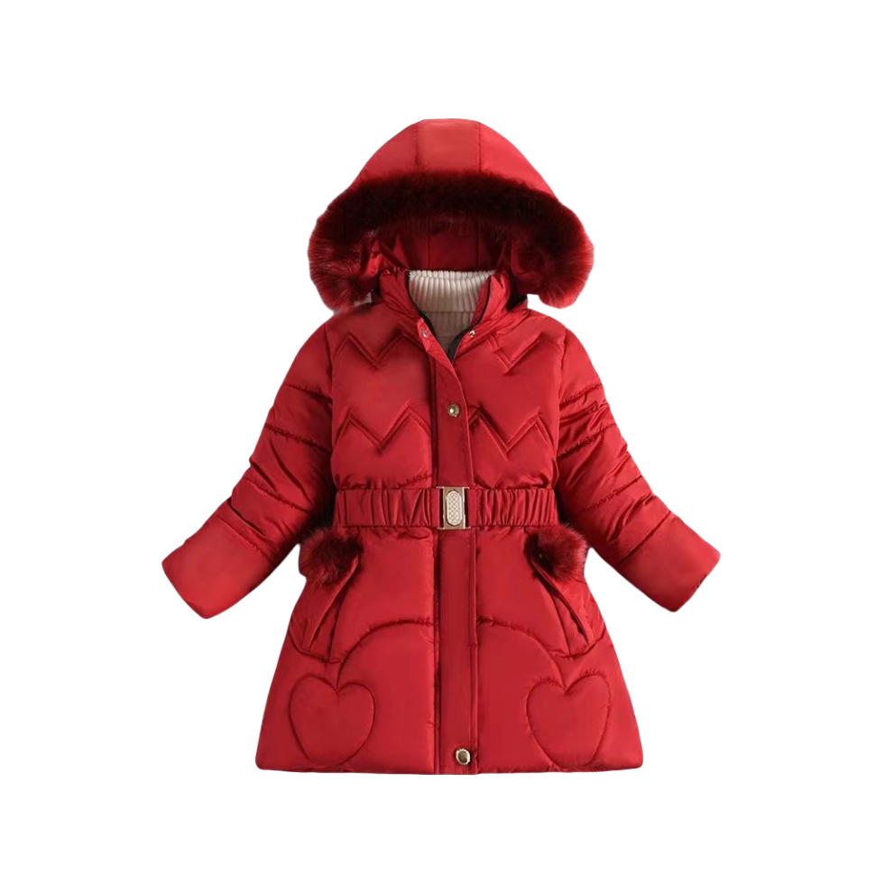 (Red, 7-8Years) Kids Girls Warm Hooded Parka Coat Jacket Hooded