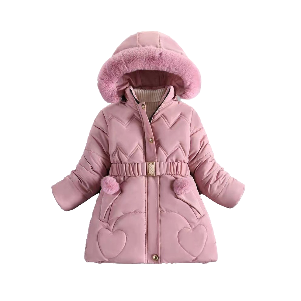 (Pink, 3-4Years) Kids Girls Warm Hooded Parka Coat Jacket Hooded