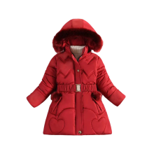 (Red, 4-5Years) Kids Girls Warm Hooded Parka Coat Jacket Hooded