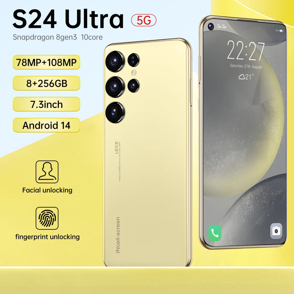 (8+256GB, gold) The latest 7.3-inch large-screen smartphone S24 Ultra in 2024