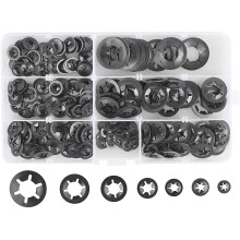 280 Pcs Lock Washers Lock Washers, Steel Lock Washers Quick Lock Washers M3 M4 M5 M6 M8 M10 M12, 7 Sizes, Black