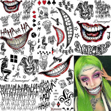 5 Sheets Joker Tattoos Suicide Squad Stickers, Fake Hand Damaged Temporary Tattoos Joker For Women Men Adults, 3d
