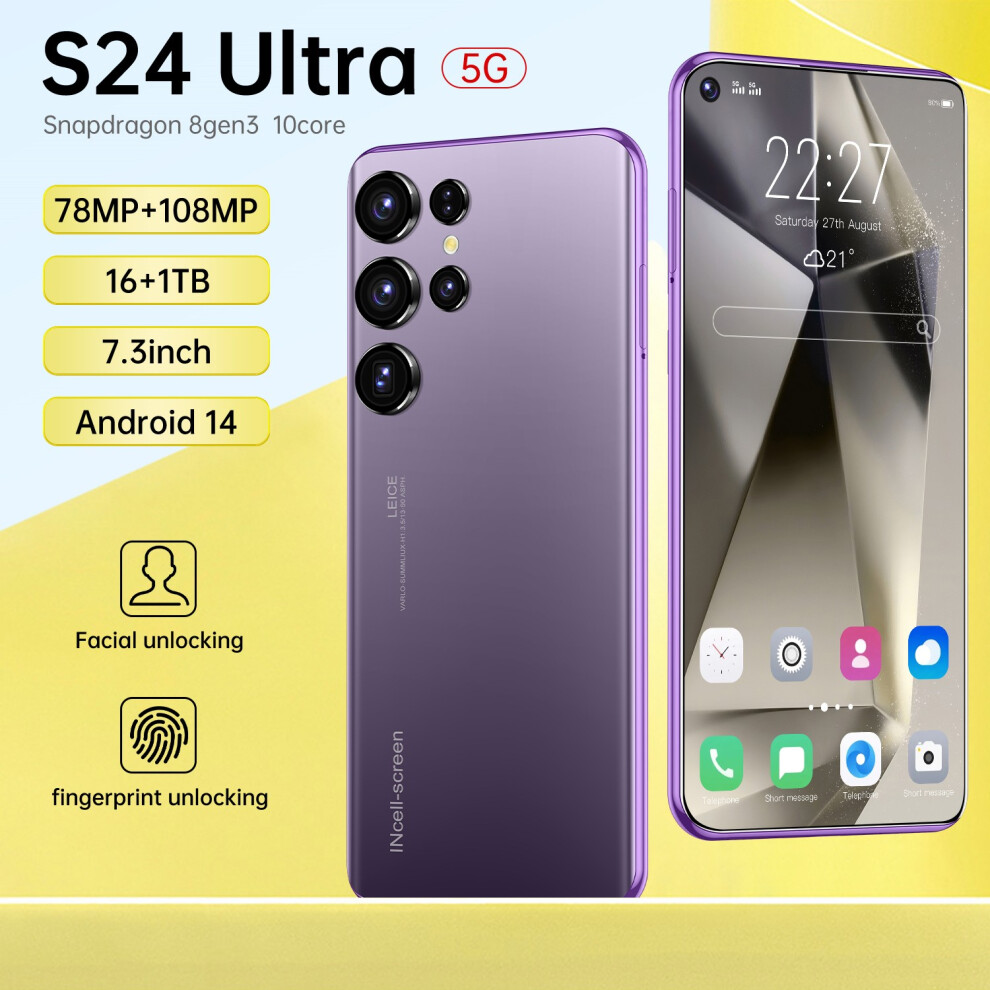 (16+1TB, Purple) The latest 7.3-inch large-screen smartphone S24 Ultra in 2024