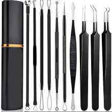 Professional Pimple Comedone Extractor Tool Kit - 10 Pcs Acne Removal Kit