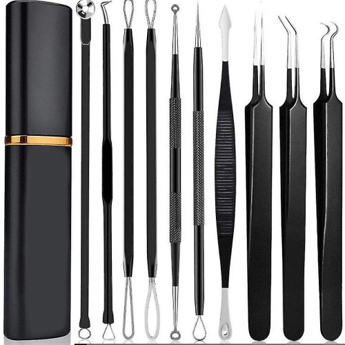 Professional Pimple Comedone Extractor Tool Kit - 10 Pcs Acne Removal Kit