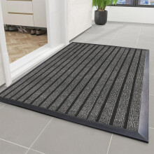(Grey, 50 x 80 Cm) Non Slip Rubber Barrier Door Mat Heavy Duty Washable Dirt Trapper Mat