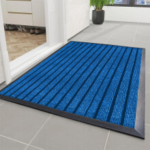 (Blue, 80 x 300 Cm) Non Slip Rubber Barrier Door Mat Heavy Duty Washable Dirt Trapper Mat