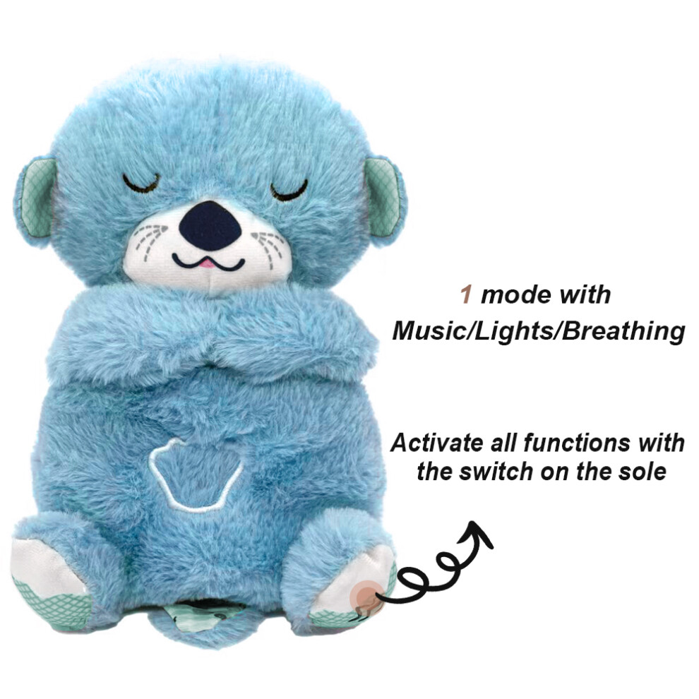 Closkye (30Cm, Otter) Breathing Bear Baby Soothing Otter Plush Doll Toy Baby Kids Soothing Music Blue