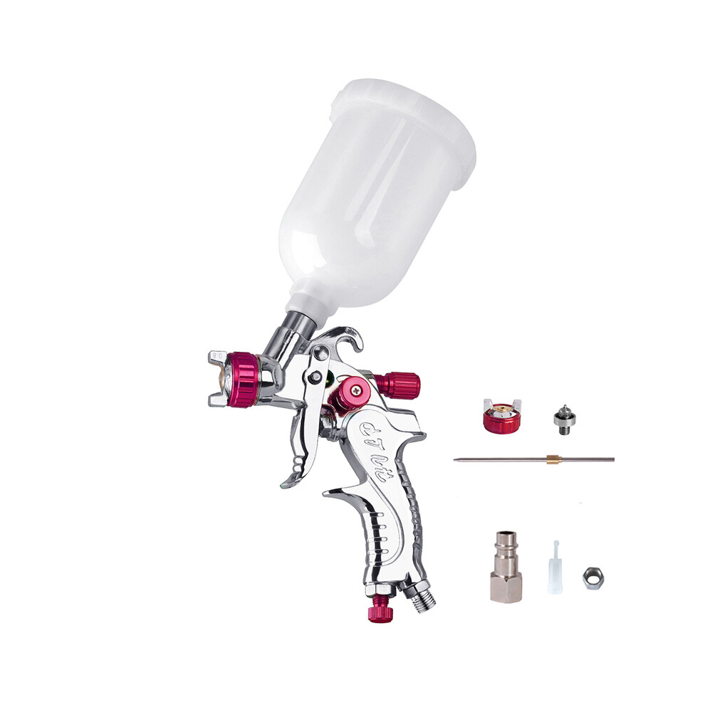 (Red 0.8Mm Eu) Mini G2008 Professional Hvlp Spray Gun 0.8/1.0Mm Nozzle Gravity Airbrush 9075527491946