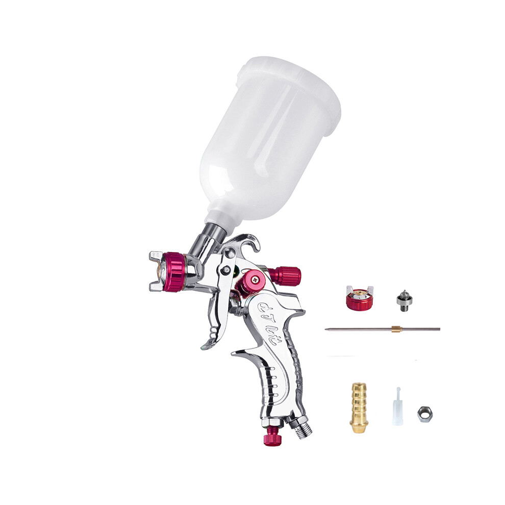 (Red 1.0Mm Us) Mini G2008 Professional Hvlp Spray Gun 0.8/1.0Mm Nozzle Gravity Airbrush 9075527491960