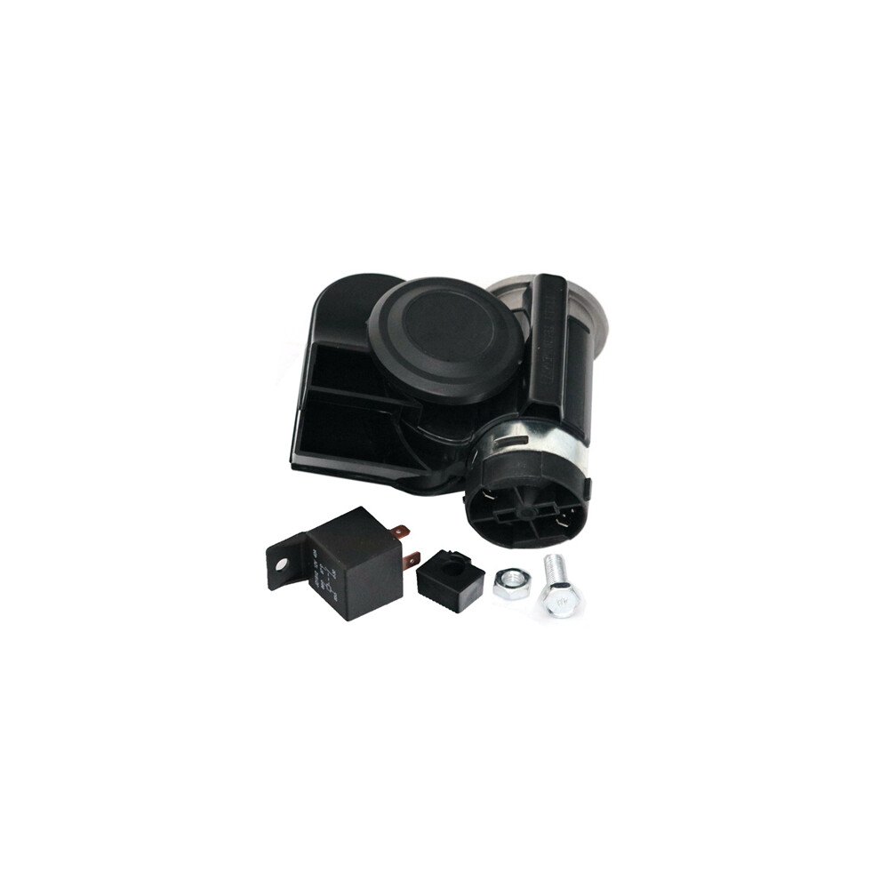 (Black) Lmodri Vehicle 12V Super Loudly Air Horn Snail Compact Horns For Motorcycle Black 9132346933634