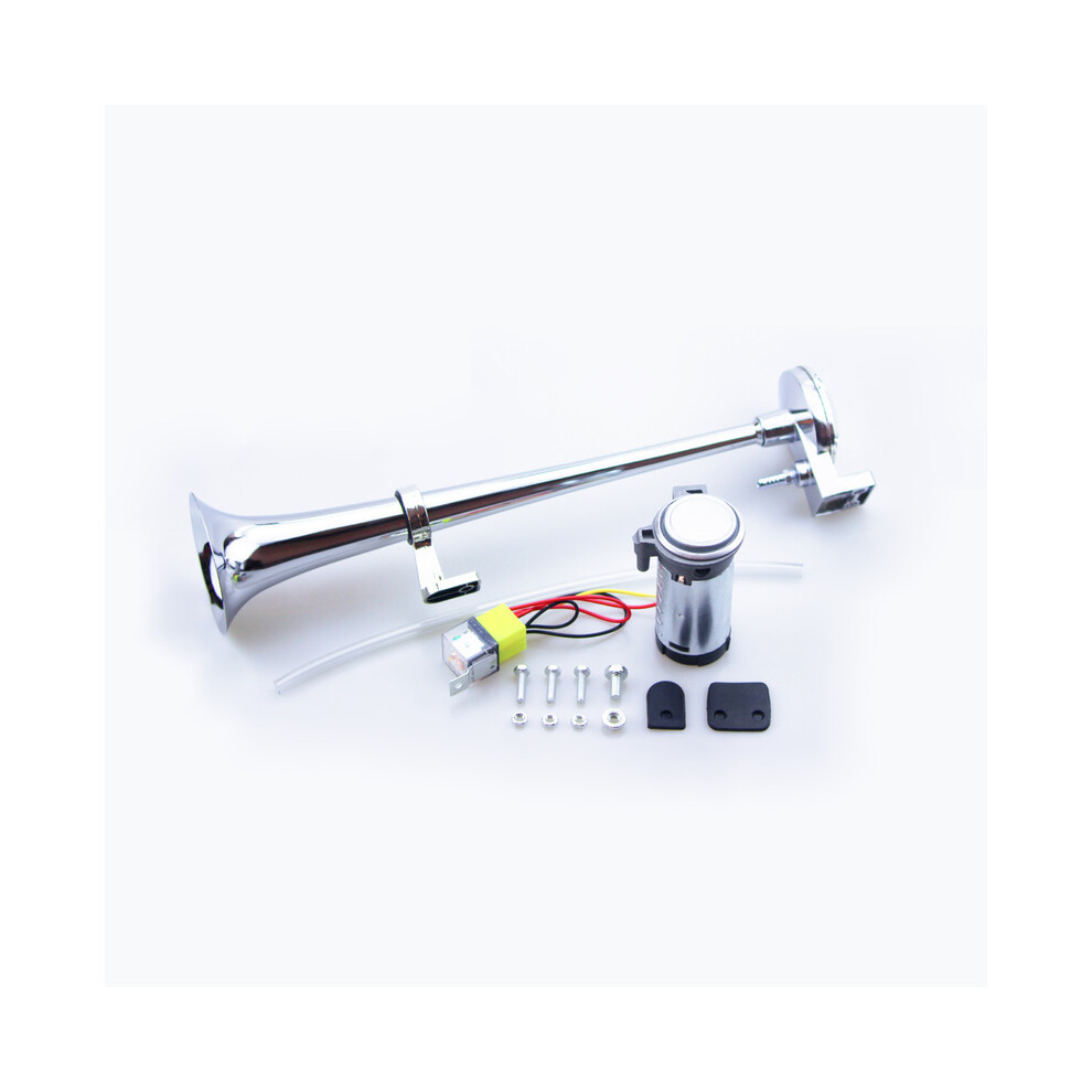 (With Motor) 12V / 24V 17 Inch 150Db Air Horn With Compressor, Car Horn, Truck Horn, Silver 9132346933870