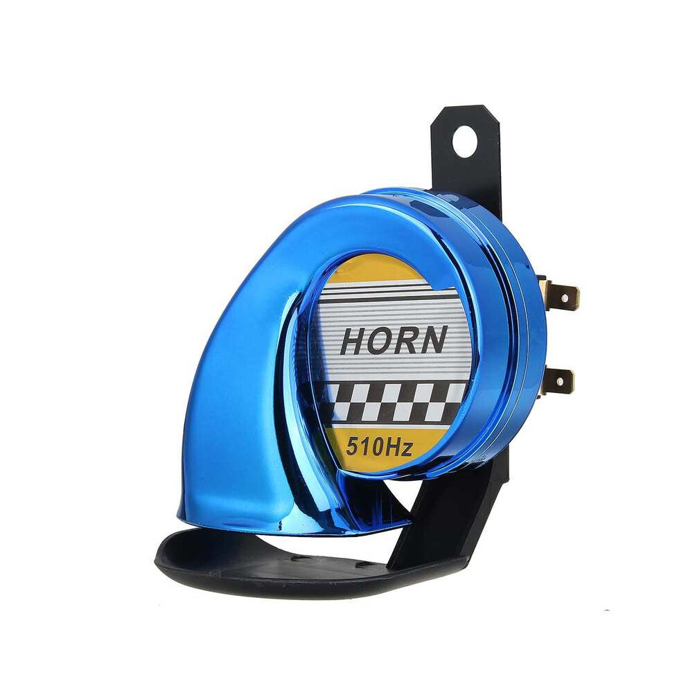 (Blue) Universal Motorcycle Snail Air Horn Siren 12V 130Db Super Loud For Car Blue 9132346934761