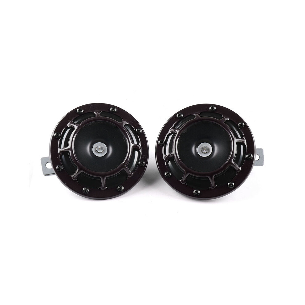 (Black) Hella Super Loud Compact Electric Blast Tone Air Horn 2Pcs 12V 115Db Kit Black 9132346942247