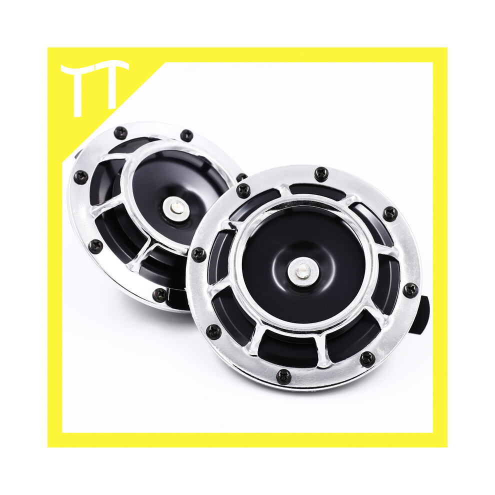 (Silver) Hella Super Loud Compact Electric Blast Tone Air Horn Kit 12V 115Db For Silver 9132346942308