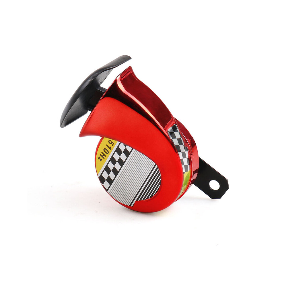 (Red) Waterproof 12V Dc 130Db Snail Air Motorcycle Horn Siren Loud 510Hz For Red 9132346945507