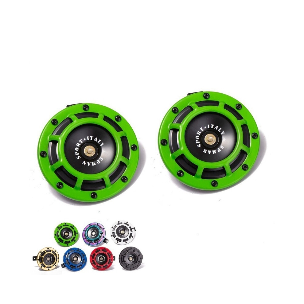 () 2Pc/Pair Car Horn Loud Compact Electric Blast Super Tone Hella Horn Green/Red 9132346949512
