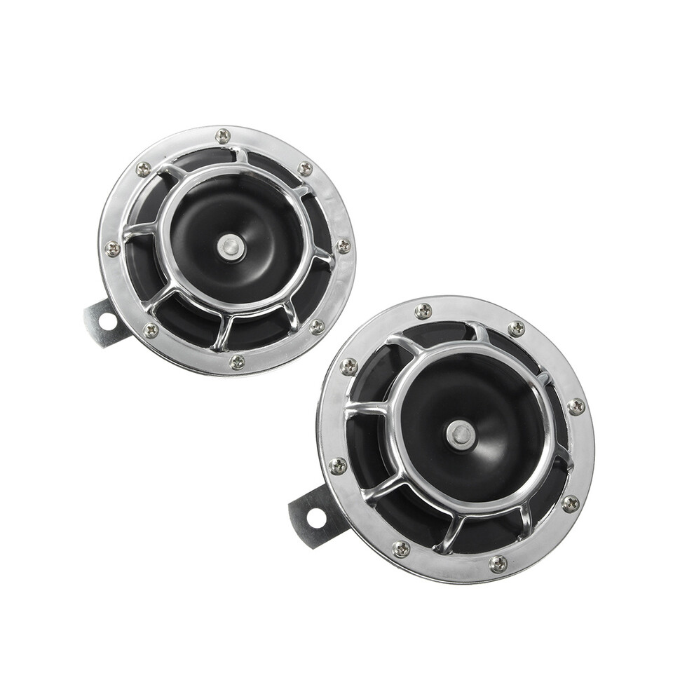 () 2Pc/Pair Car Horn Loud Compact Electric Blast Super Tone Hella Horn Silver/Red 9132346949482