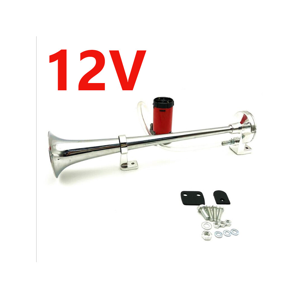 (12V ) Universal 17Inch 150Db Loud Car Air Horn 12V/24V 180 Hertz Single Trumpet Red 9132346950457
