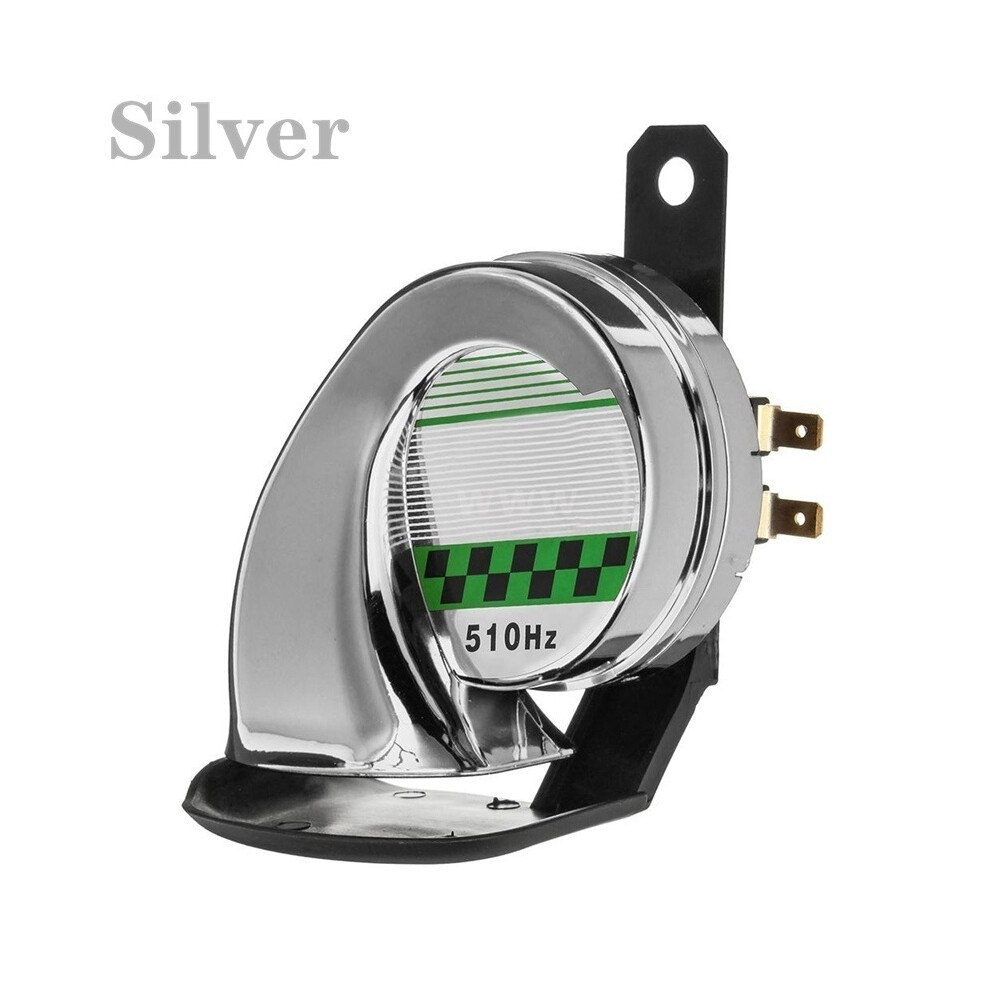 (Silver) Universal 12V 130Db Electric Loud Snail Horn Siren Waterproof Car Motorbike Silver 9132346954677