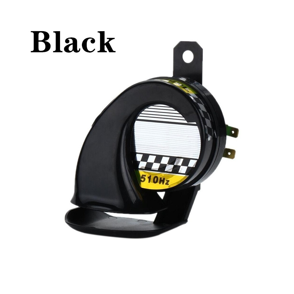 (Black) Universal 12V 130Db Electric Loud Snail Horn Siren Waterproof Car Motorbike Black 9132346954653