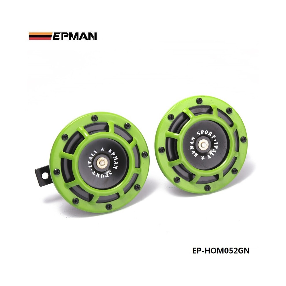 (Green) 1Pair 12V 110Db Universal Grille Mount Twin Super Tone Electric Car Horn Green 9132346956558