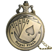 Vintage bronze poker cartoon quartz pocket watch the best gift for children