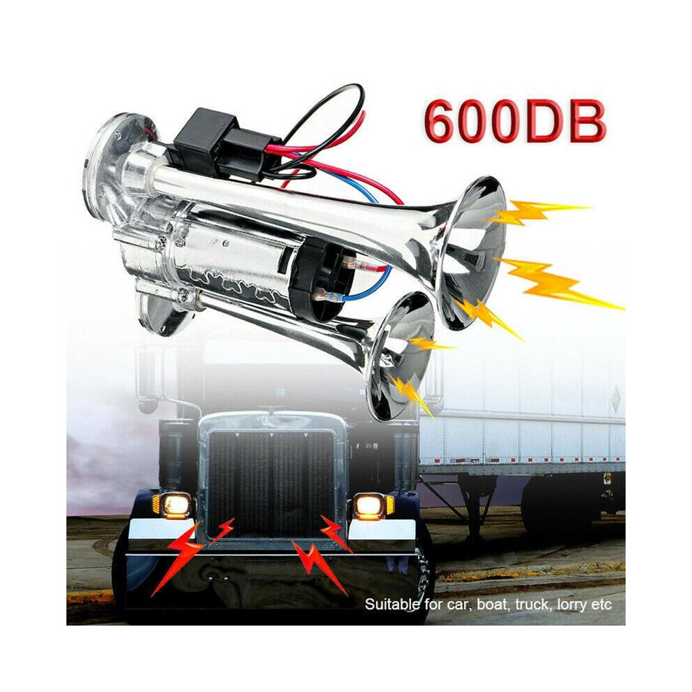 Automobile Trumpet 600Db 12V Dual Speakers Chromed Metal Air Horn For 9132346932347