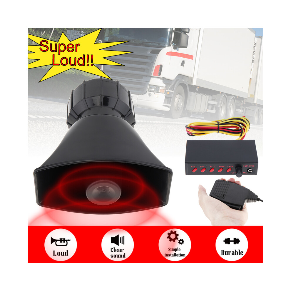 12V 120-150Db Car Siren Horn Sound 5 Tone Alarm Electric Horn Speaker 9132346932620