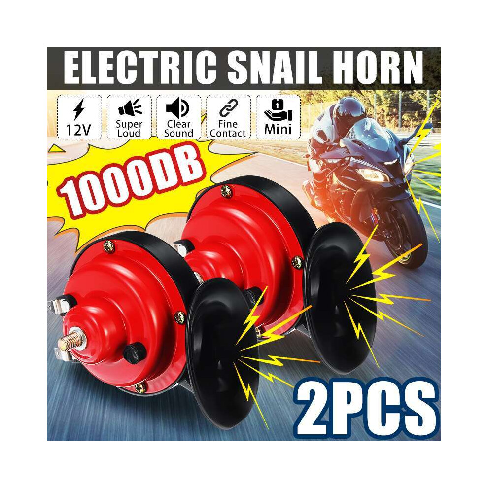 2Pcs 1000Db Air Horn For Car Snail 12V Electric Air Horn Marine Boat Loud 9132346934587