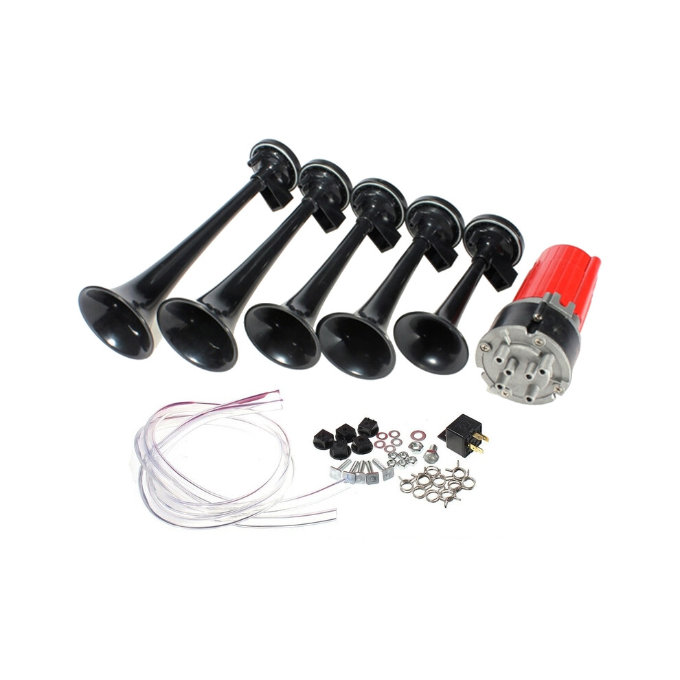 12V Car Air Horn 125Db 5 Pcs Trumpet Musical Dixie Car Duke Of Hazzard Black 9132346937465