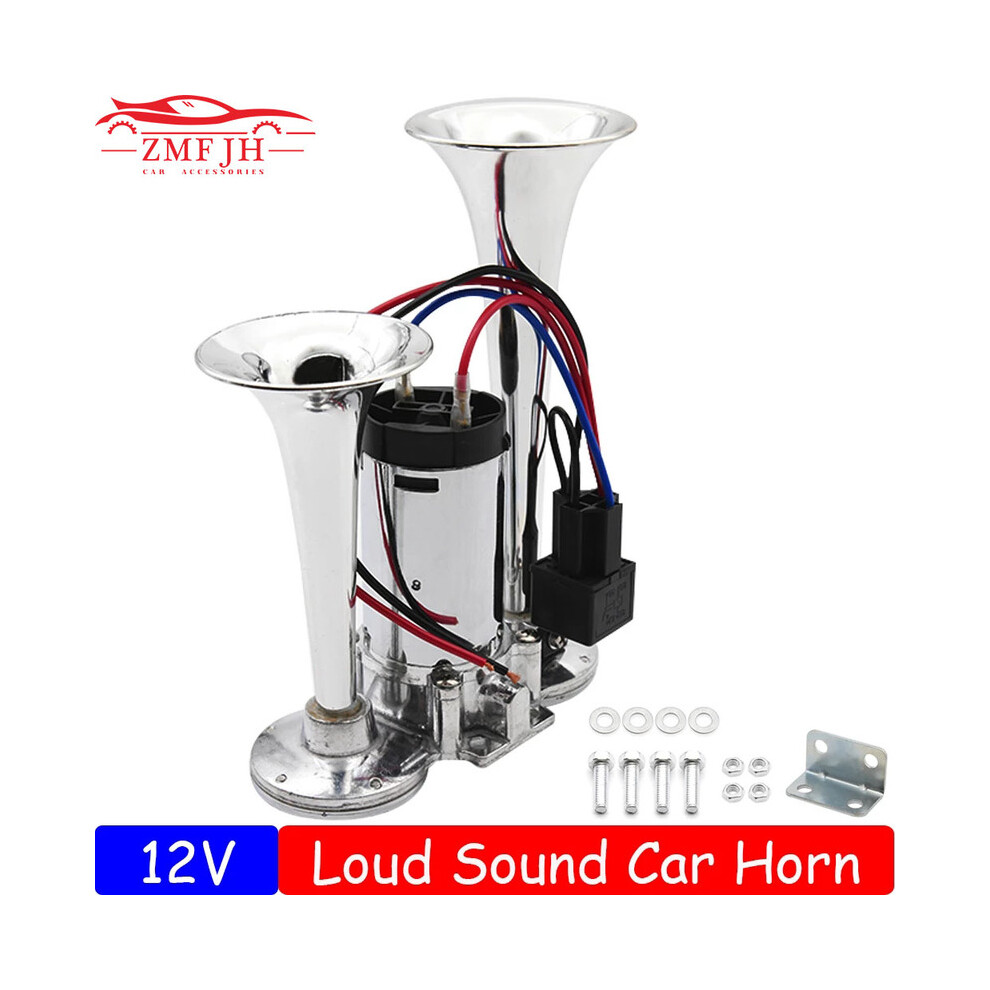 Universal 12V Super Loud Dual Tone Car Air Horn Set Trumpet Compressor 9132346940144