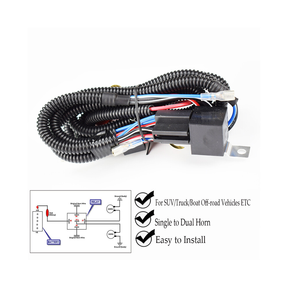 1Set Electric 12V Universal Car Horn Wiring Harness Relay Kit For Auto 9132346942797
