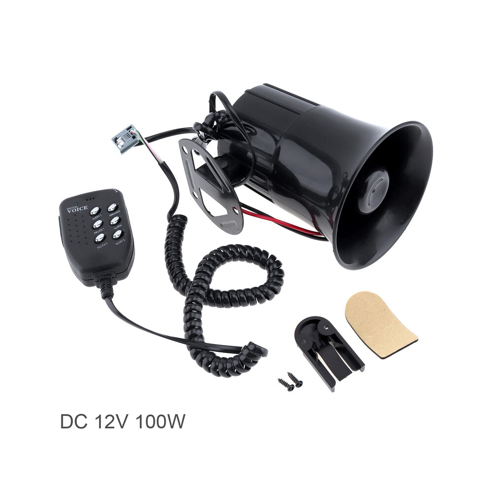 12V 100W Loud 6 Sounds 120-150Db Air Horn Siren Speaker For Auto Black 9132346946917