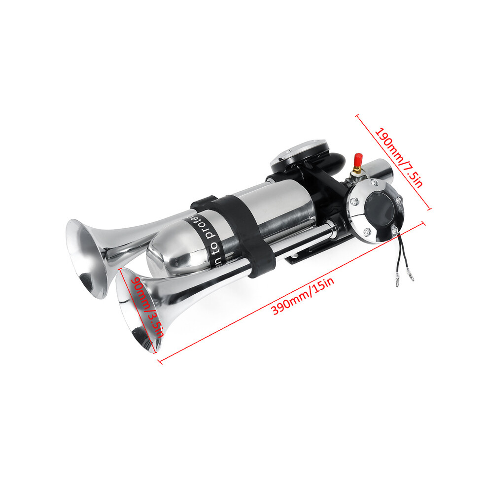 12V/24V 500Db Dual Trumpet Electric Horn Loud Chrome Air Horn Speaker 9132346951447