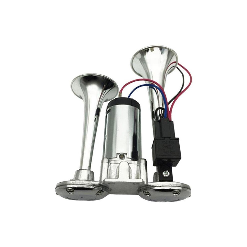 300Db Dual Trumpet Electric Horn Loud Chrome Air Horn Speaker Kit 12V 9132346954844