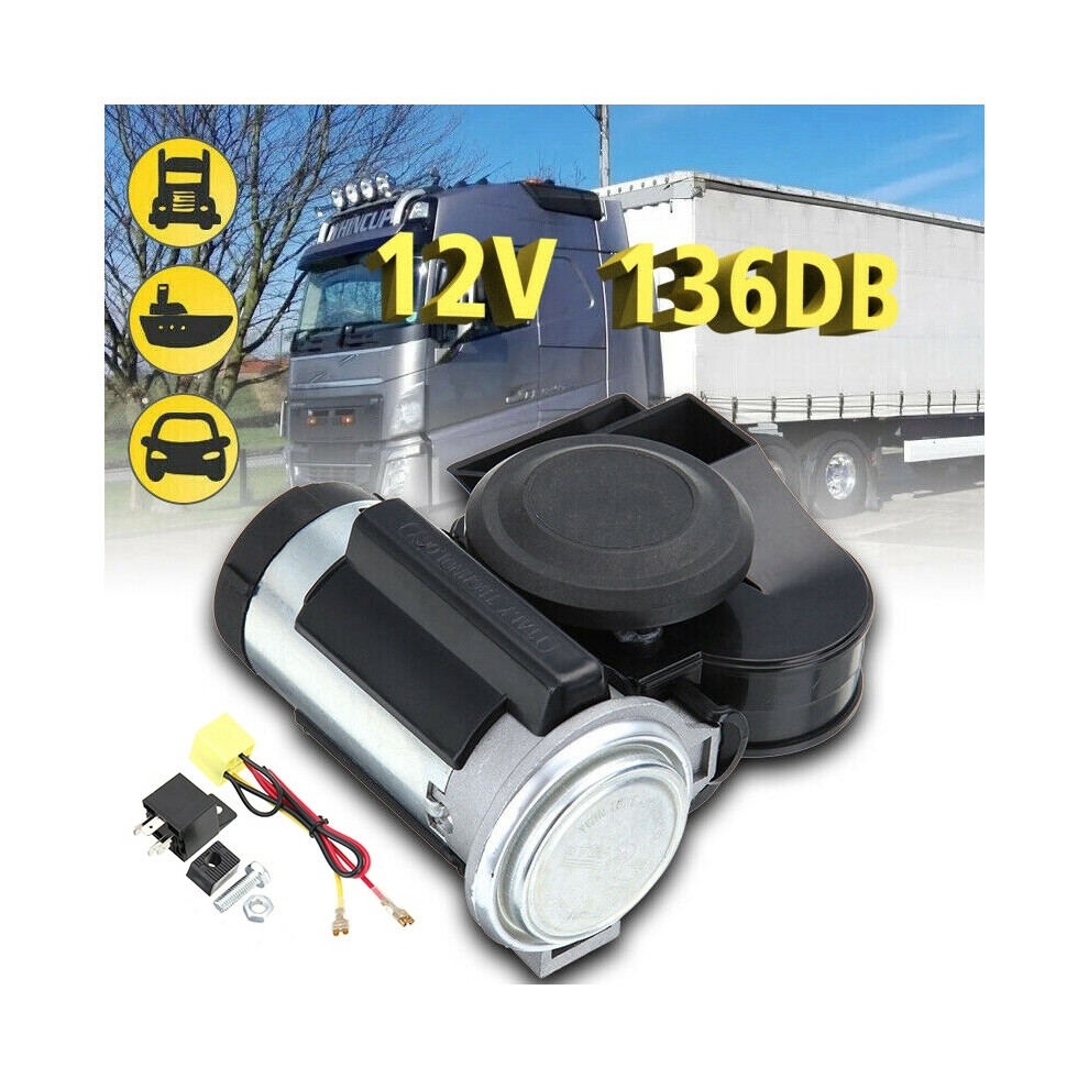 Air Horn 12V 136Db Car Snail Dual Tone Loud Compact Air Horn Truck Lorry 9132346956763