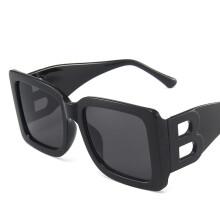 (Bright Black) Classic Black Luxury Brand Women's sunglasses Ladies Trendy Designer Square
