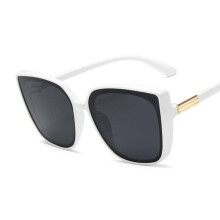 (White Gray, Gray) Cat Eye Women Sunglasses Vintage Designer Black Sun Glasses Big Frame