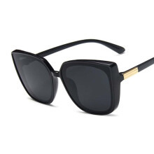 (Black Gray, Gray) Cat Eye Women Sunglasses Vintage Designer Black Sun Glasses Big Frame