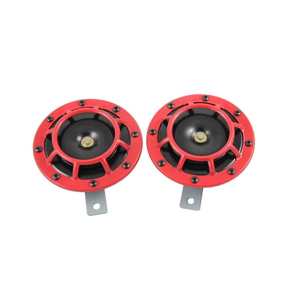 2Pcs Hd Hella Super Loud Compact Electric Blast Tone Air Horn 12V Red 9132346950242