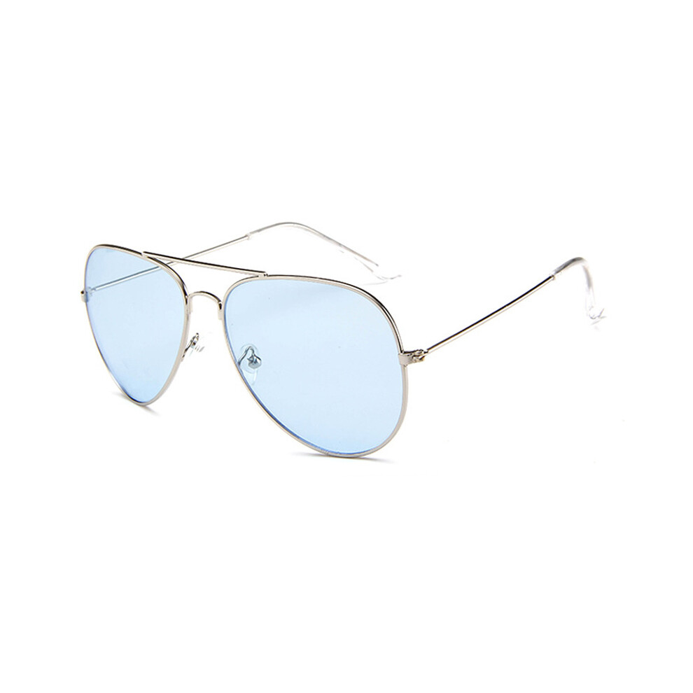 (Blue) Clear Color Pilot Sunglasses Women Men Brand Designer Pink Blue Lens Sun