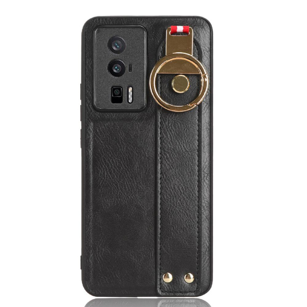 (Black) Case For Xiaomi Poco F5 Pro Convenience Premium Pu Leather Wrist Strap Compatibility Black 764762646646